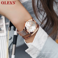 OLEVS marque doux Style filles montre à Quartz en acier inoxydable matériel milanais bracelet de montre montres étanche montre pour dame